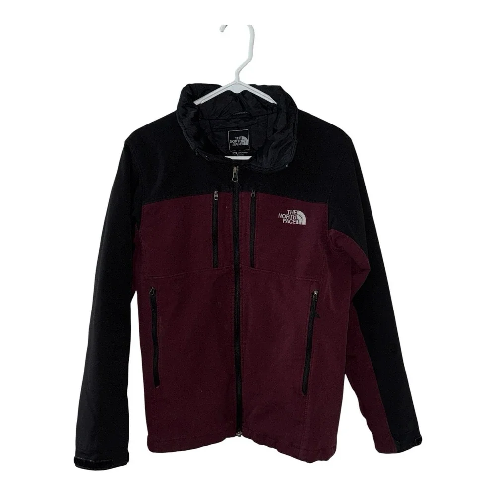 The North Face Apex Bionic Softshell Jacket Men's S Burgundy Black Full Zip READ